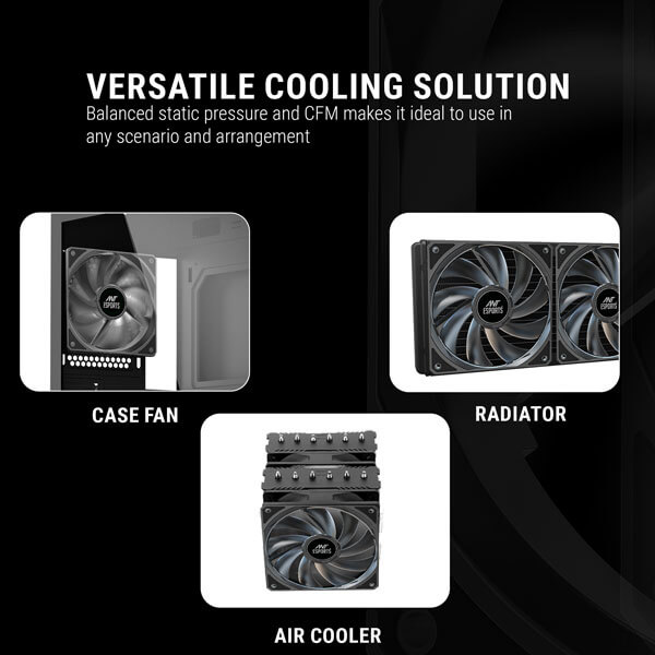 Ant Esports Darkflow Black Cabinet Fan, Triple Pack